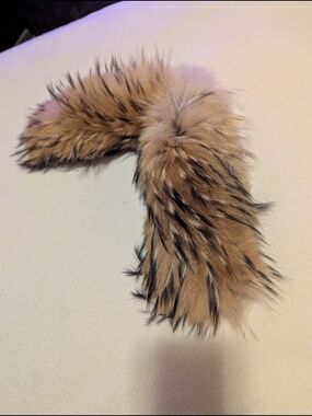 Genuine Real Fur Collar Trim | Detachable Fluffy Hood Ruff | Tan & Black